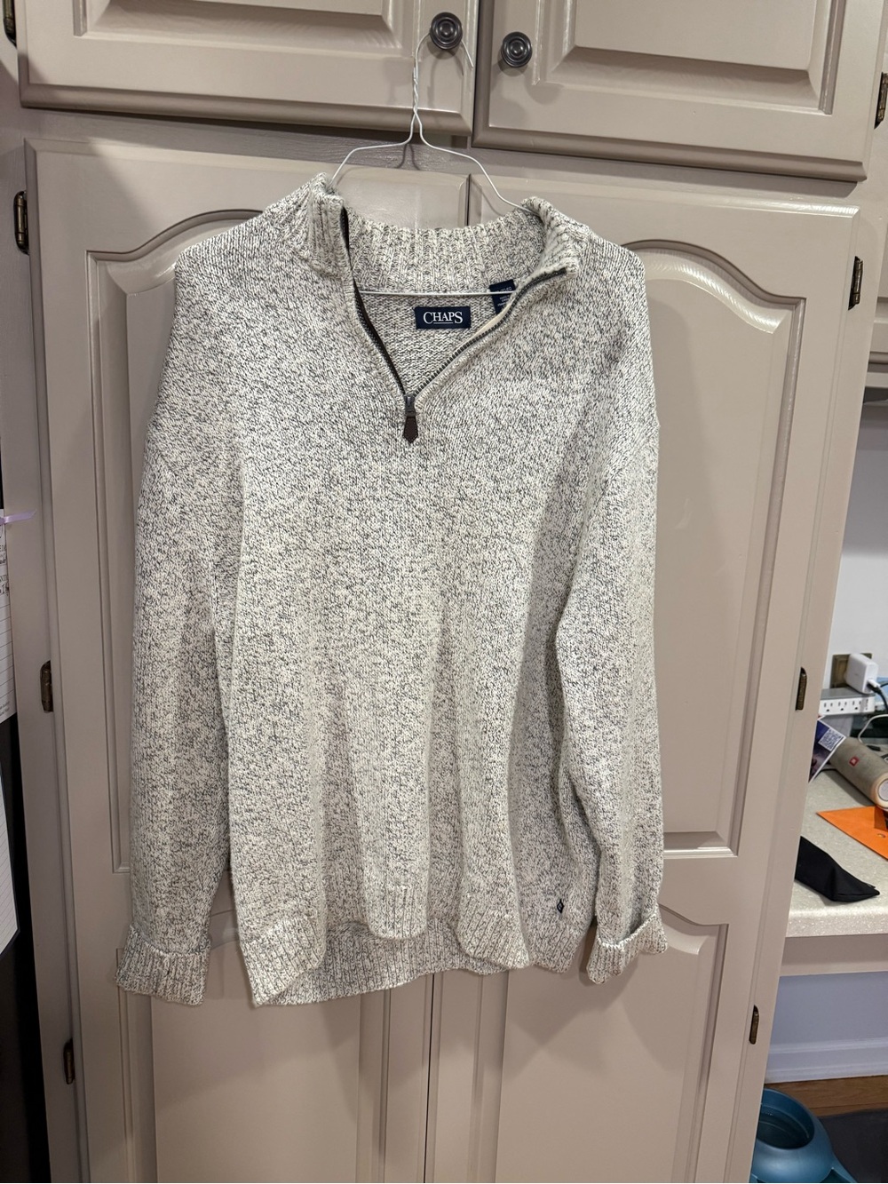 Chaps Men's Cream Marled Half-Zip Sweater